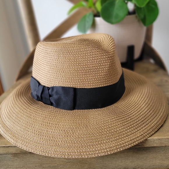 NWT Eric Javits Phoenix Fedora Hat Natural Black UPF 50+ Sun Protection - Picture 12 of 13